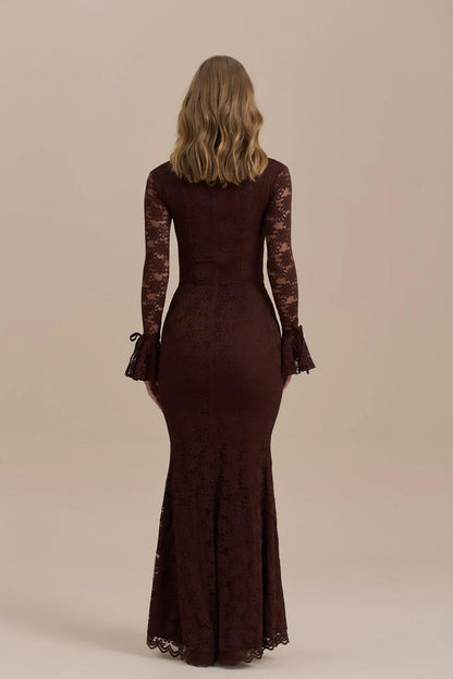 Spitzen-Meerjungfrau-Maxi-Kleid