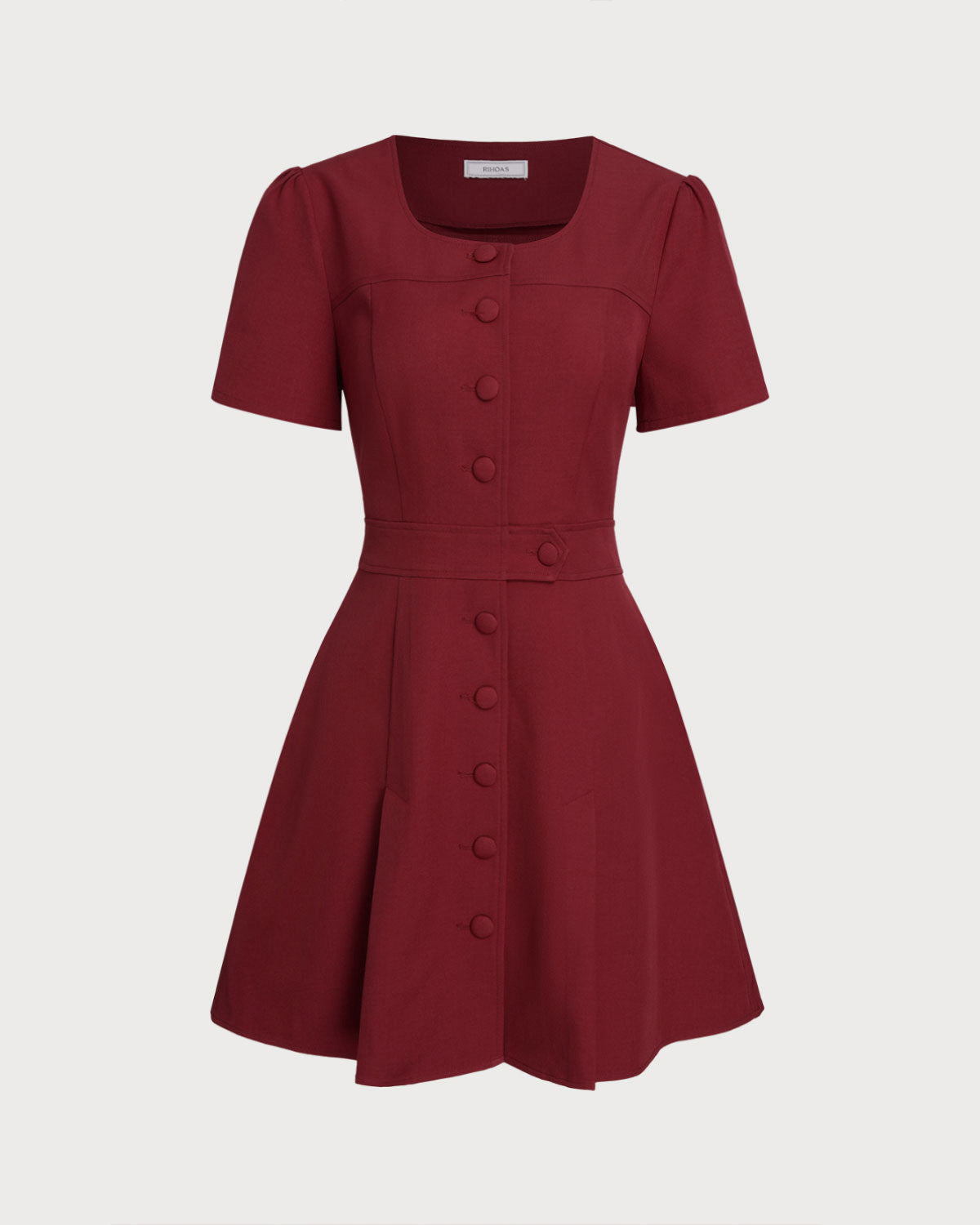 Rotes U-Ausschnitt A-Linien Mini-Kleid
